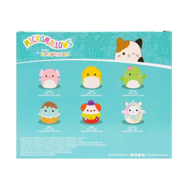 Micromallows 6-Pack – Archie Axolotl. Bimbi Clown. Lucy-May Llamapegacorn. Maritza Cactus. Maya Sundae. Rodry Bearded Dragon